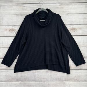 J. Jill Wearever Collection Striped Turtleneck Sweater Womens 2X Black Silver